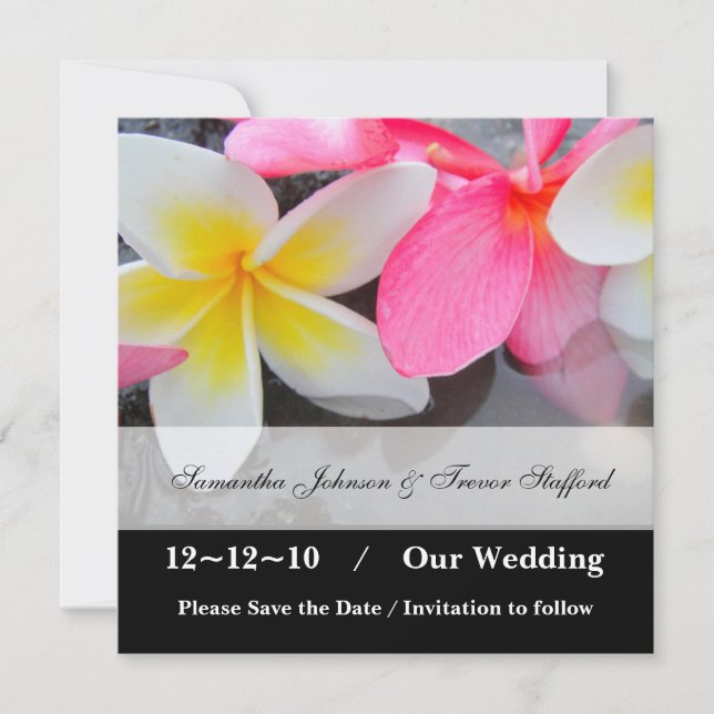 Frangipani Wedding Save the Date announcements (Front)