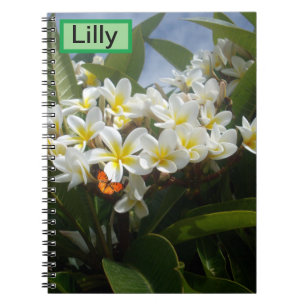 Frangipanis With Butterfly, Customized Notebook