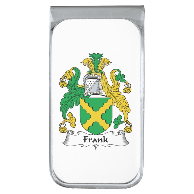 Frank Family Crest Silver Finish Money Clip (Front Vertical)