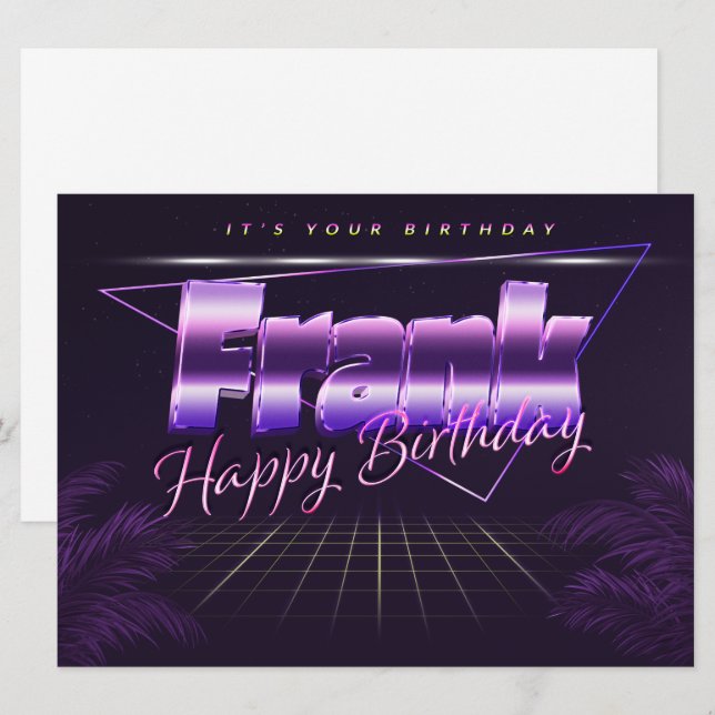 Frank Last Name First Name purple retro card birth (Front/Back)