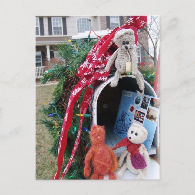 Frank, Leo and Mandarin Christmas Time Mailbox Holiday Postcard (Front)