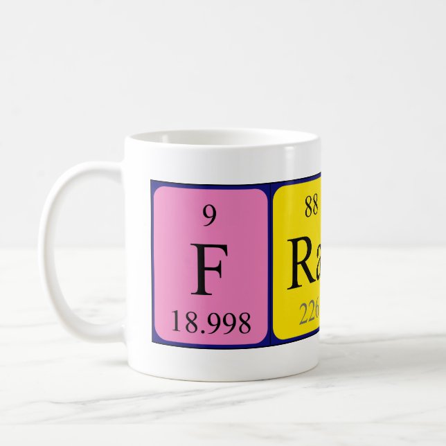 Frank periodic table name mug (Left)