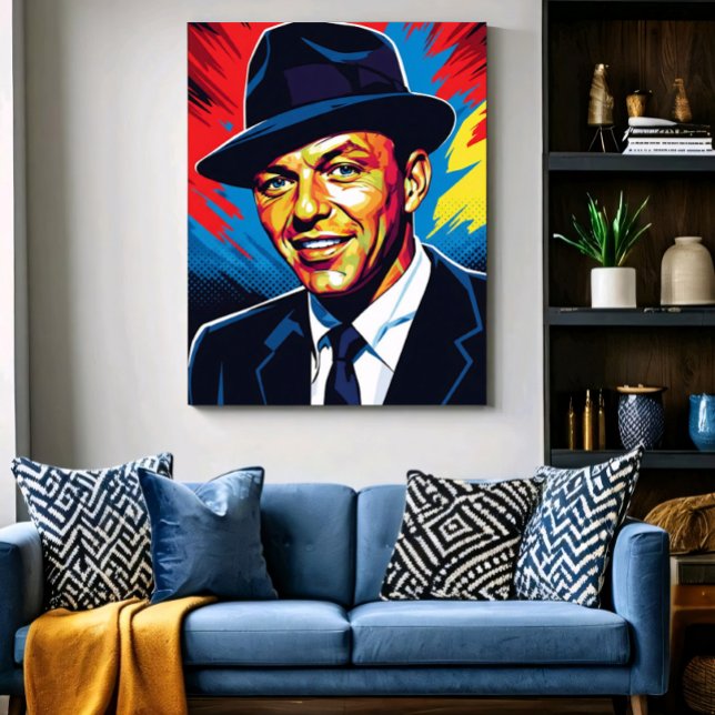 Frank Sinatra: Iconic Charm in Vivid Colors Canvas Print (Creator Uploaded)