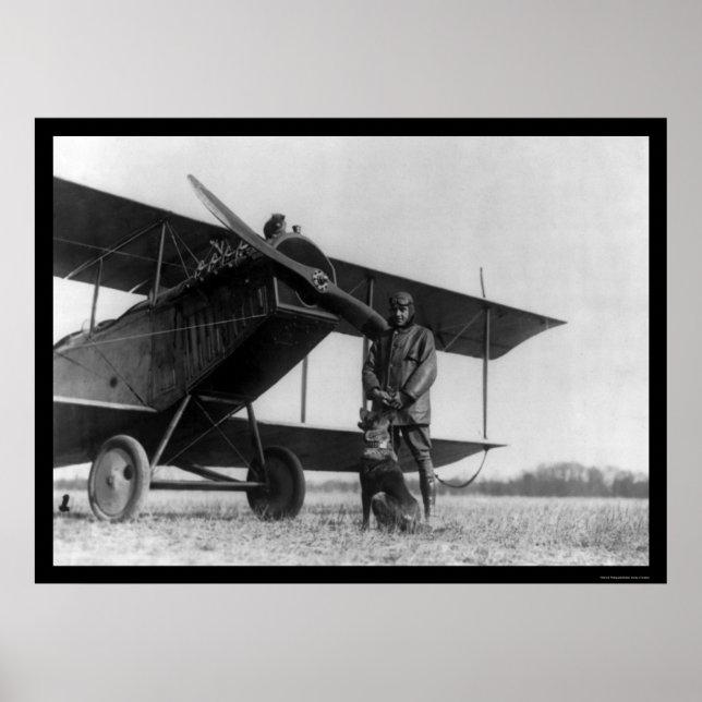 Frank Stanton with a Cat on His Airplane 1922 Poster (Front)