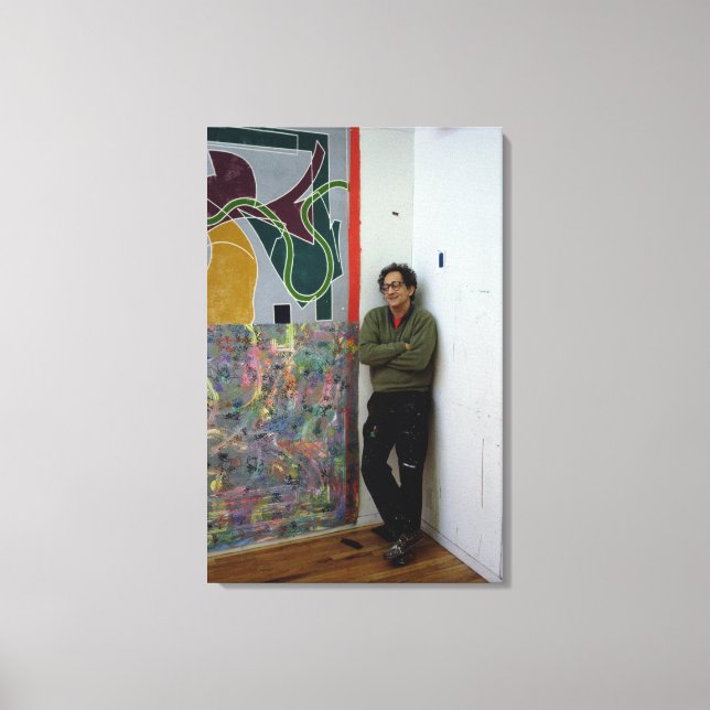 Frank Stella  beside one of his works Canvas Print (Front)