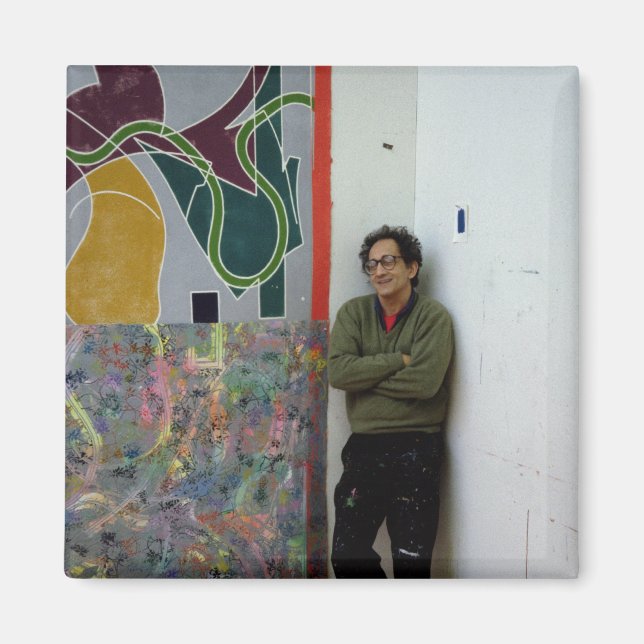 Frank Stella  beside one of his works Magnet (Front)