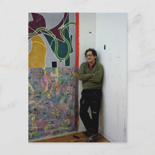 Frank Stella  beside one of his works Postcard (Front)