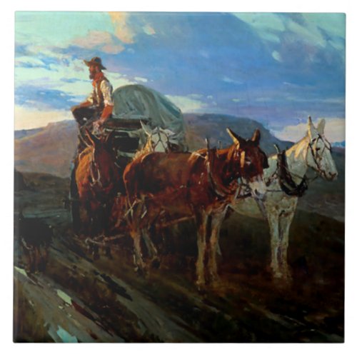 Frank T Johnson Western Art California Or Oregon Tile