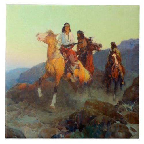 Frank Tenney Johnson Western Art Renegade Apache Ceramic Tile