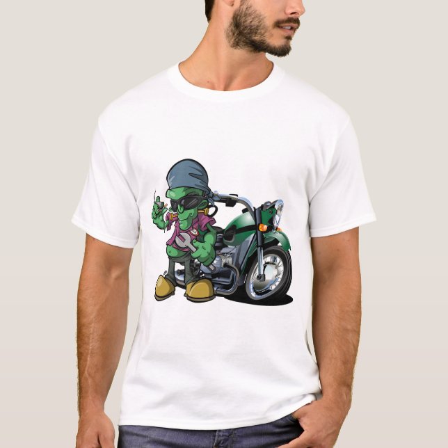 Frank The Mechanic Frankenstein Biker Dude T-Shirt (Front)