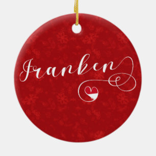 Franken, Franconia Flag Heart, Franconian Ceramic Ornament