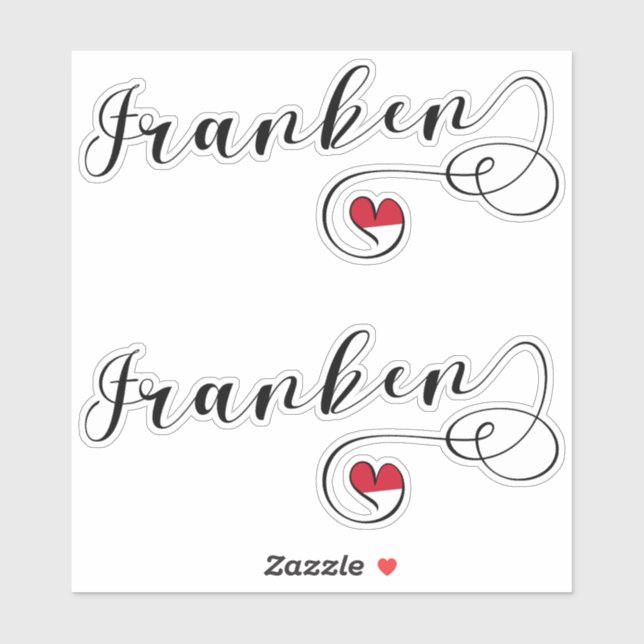 Franken, Franconia Flag Heart, Franconian Sticker (Sheet)