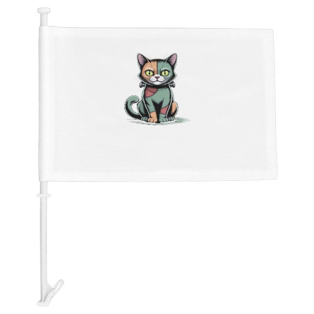 FrankenCat Oversized T-Shirt Car Flag (Front)