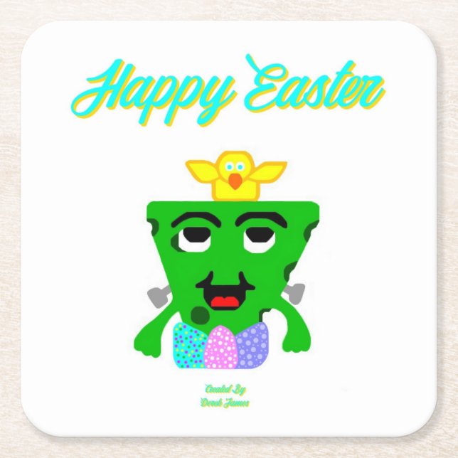 FrankenCheese Easter Square Paper Coaster (Front)