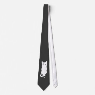 Frankenkitty Tie -- White on Darkest Grey