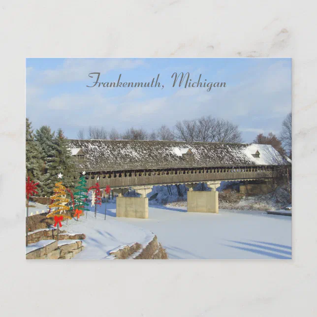 Frankenmuth Covered Wooden Bridge Michigan Postcard | Zazzle