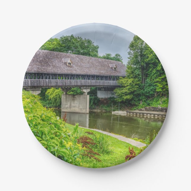 Frankenmuths Covered Bridge Paper Plates (Front)