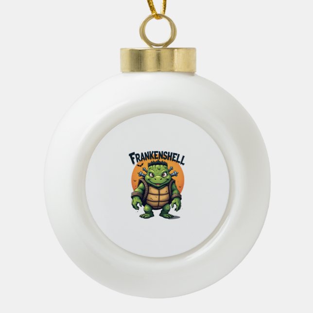 Frankenshell Turtle Ceramic Ball Christmas Ornament (Front)