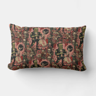 Frankenstein and Bride Fabric By The Yard Lumbar Pillow