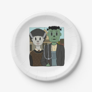Frankenstein and bride of Frankenstein Paper Plates