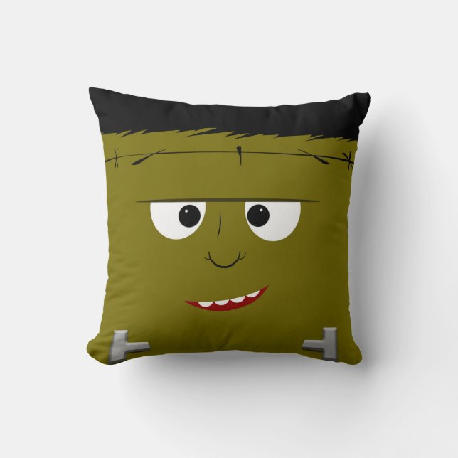 Frankenstein and Dracula Halloween Throw Pillow (Front)
