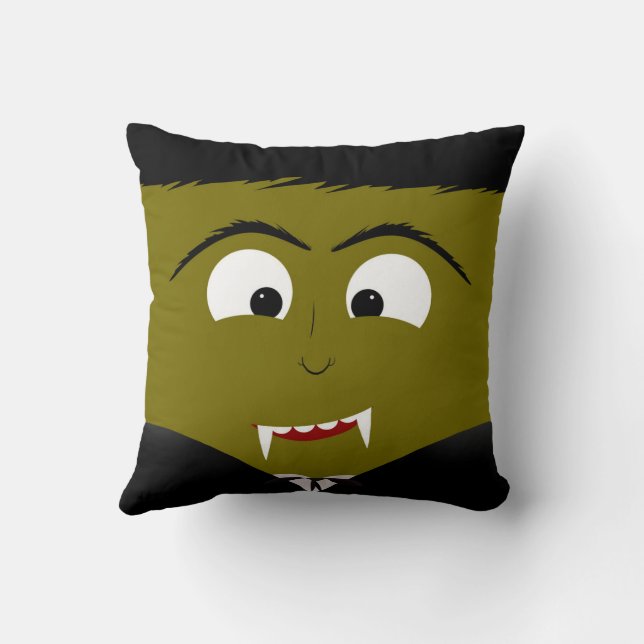Frankenstein and Dracula Halloween Throw Pillow (Back)