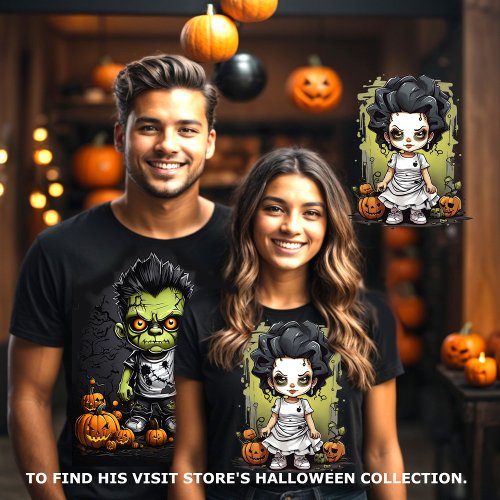 Frankenstein and His Bride Couples Matching  T_Shirt