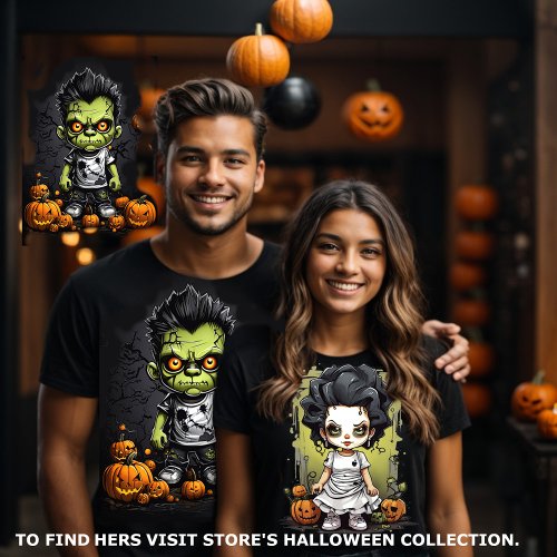 Frankenstein and His Bride Couples Matching  T_Shirt