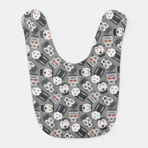 Frankenstein and spooky friends - black, white and baby bib