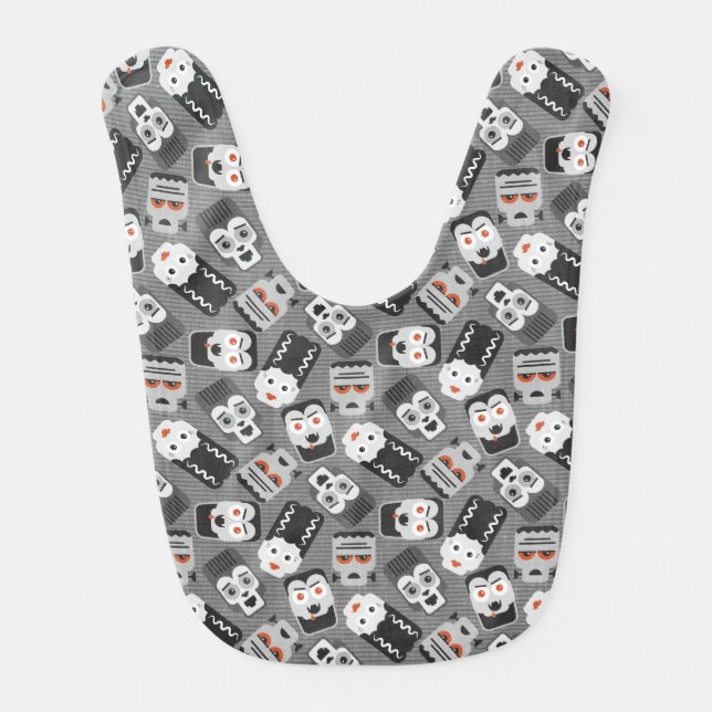 Frankenstein and spooky friends - black, white and baby bib (Front)