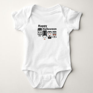 Frankenstein and spooky friends - black, white and baby bodysuit