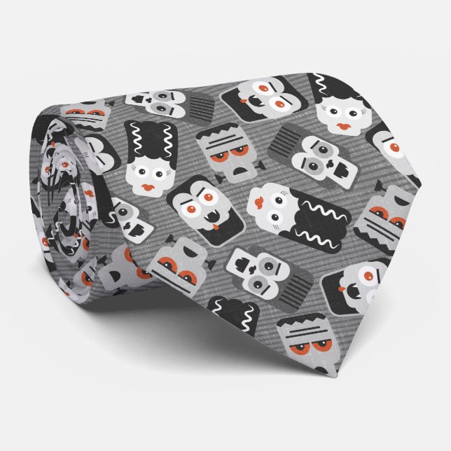 Frankenstein and spooky friends - black, white and neck tie (Rolled)