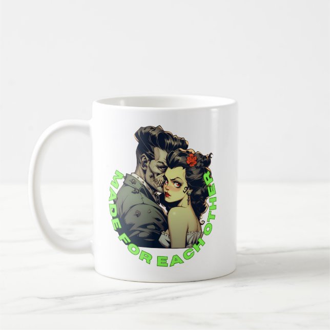 Frankenstein and the bride Wedding gift coffee mug (Left)