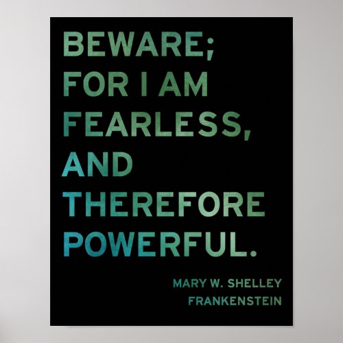 Frankenstein Book Quote Poster