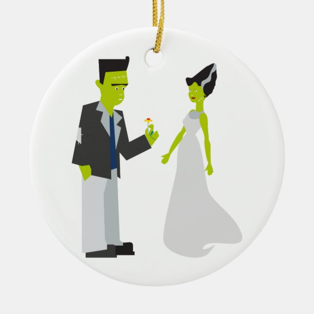Frankenstein & Bride Ceramic Ornament (Front)