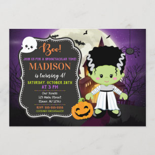 Frankenstein Bride Halloween Birthday Invitation