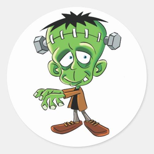 frankenstein cartoon classic round sticker