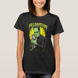 Frankenstein Cat Lover Felinestein Funny Halloween T-Shirt