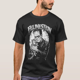 Frankenstein Cat Lover Felinestein Funny Halloween T-Shirt
