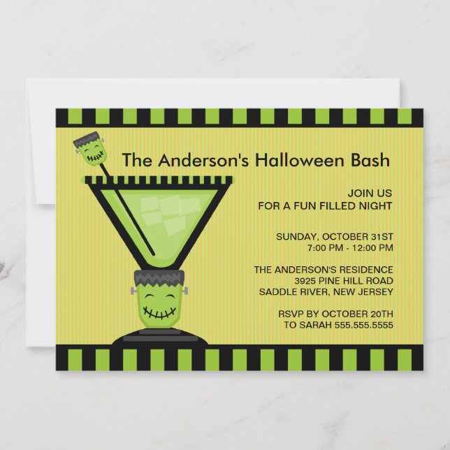 Frankenstein Cocktail Halloween Party Invitation (Front)