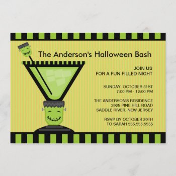 Frankenstein Cocktail Halloween Party Invitation by celebrateitholidays at Zazzle