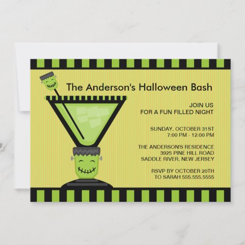 Frankenstein Cocktail Halloween Party Invitation