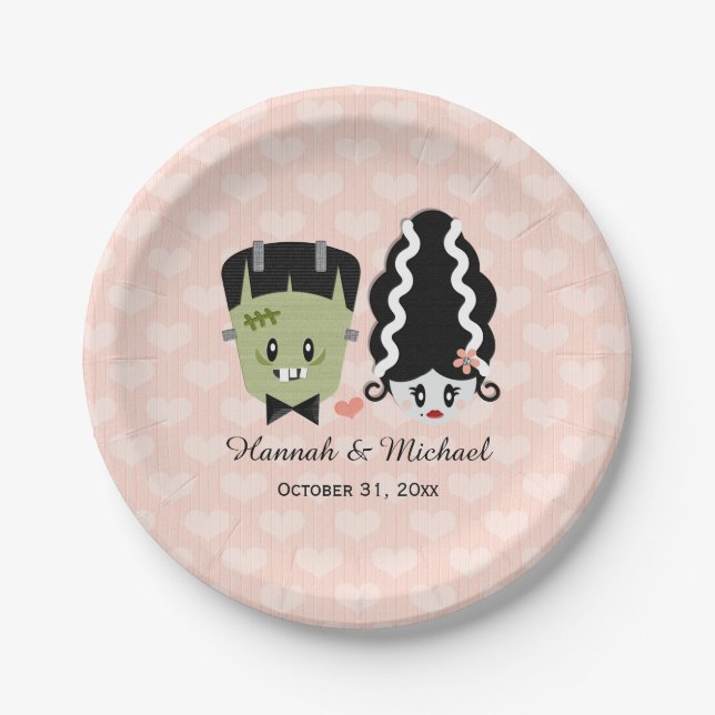 Frankenstein Couples Wedding Paper Plates (Front)