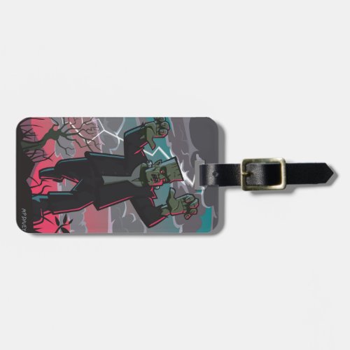 frankenstein creature in storm luggage tag