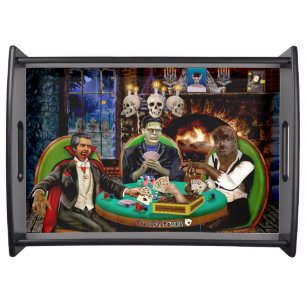 FRANKENSTEIN & DRACULA'S HALLOWEEN MONSTER POKER SERVING TRAY