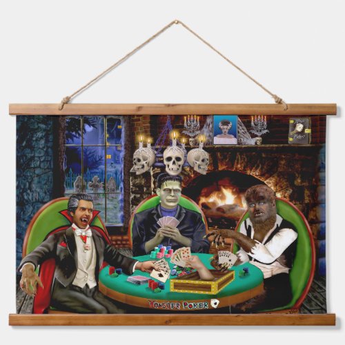 FRANKENSTEIN & DRACULA'S MONSTER POKER HANGING TAPESTRY
