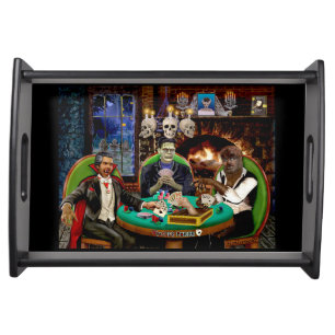 FRANKENSTEIN & DRACUL'S HALLOWEEN MONSTER POKER SERVING TRAY
