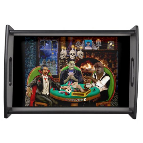 FRANKENSTEIN & DRACUL'S HALLOWEEN MONSTER POKER SERVING TRAY