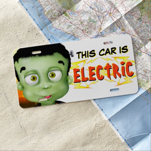 Frankenstein Electric Car License Plate