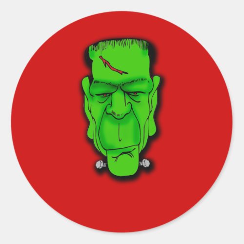 Frankenstein Face Caption it Yourself  T shirts Classic Round Sticker